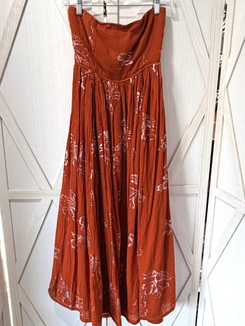 Free People Baja Babe Midi Dress Copper Combo Strapless Boho Size Small - Picture 4 of 11
